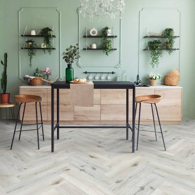 Liberty Floors White Rock Oak - Lifestyle SPC Herringbone 5.5mm Rigid Core Vinyl Flooring (119019)