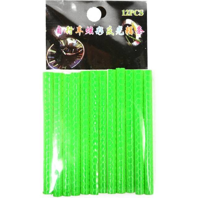 (a-green) 12Pcs Bicycle Lights Wheel Rim Spoke Clip Tube Safety Warning Light Cycling Bike Strip Reflective Reflector Bicycle Accessories