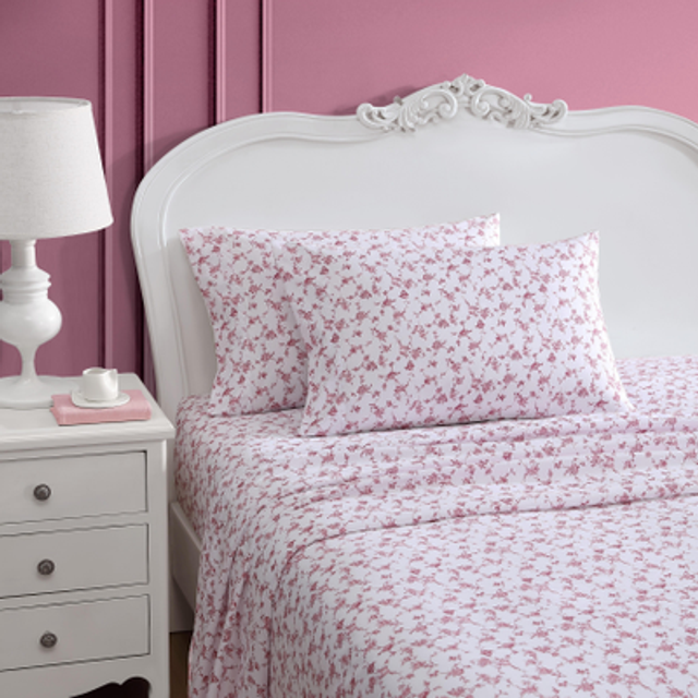 Betsey Johnson - King Sheet Set  Soft & Lightweight Bedding  Fade & Wrinkle Resistant (Floral Toile Pink  King)
