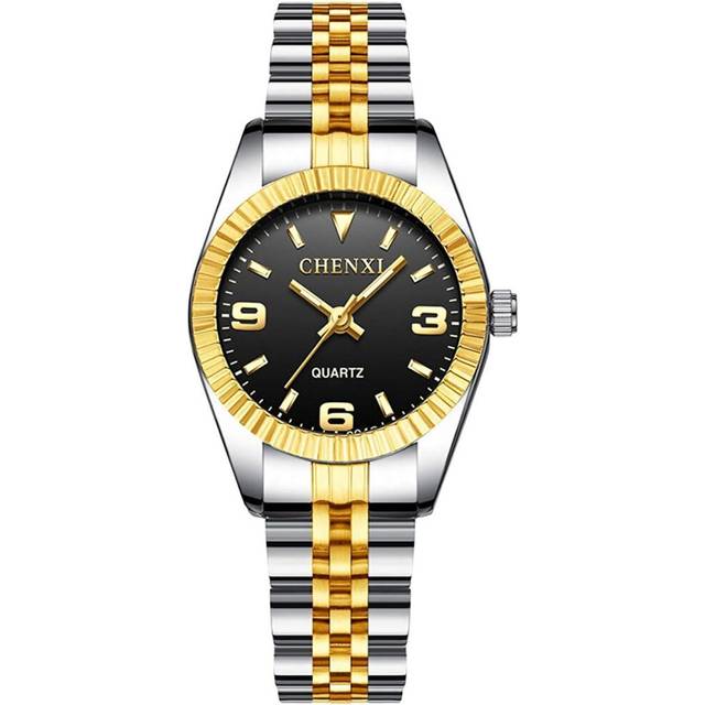 VEANXIN Couple Watches Women Men Quartz Watch Stainless Steel Luxury Dress Luminous Two Tone Watch Gift Set