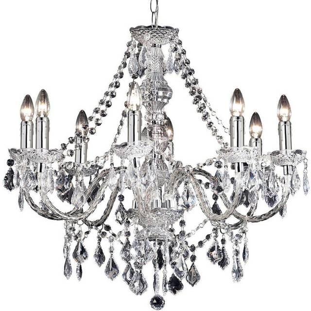 Ceiling Chandelier Pendant Light CHROME 8x Bulb Vintage Feature Lamp Holder