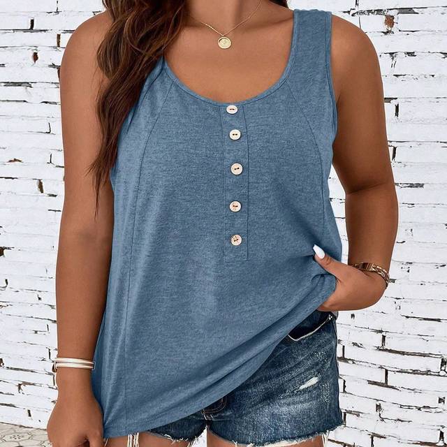 Weeklong Plus Button Front Tank Top For Summer