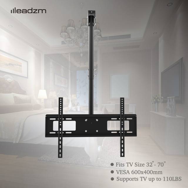 "Ceiling Mount TV Wall Bracket Roof Rack Retractable Pole For 32""-70"" Flat Screen"