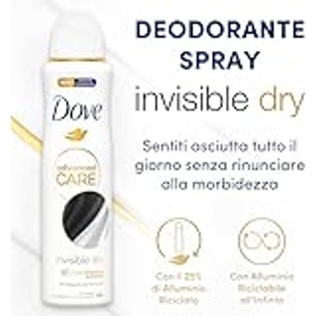 Dove Avancerad vård torr spraydeodorant, med fuktgivande och hudvänlig formel, fläcksäker formel, torr hud i upp till 72 timmar, deodorant för män och kvinnor, 6 stycken på 150 ml