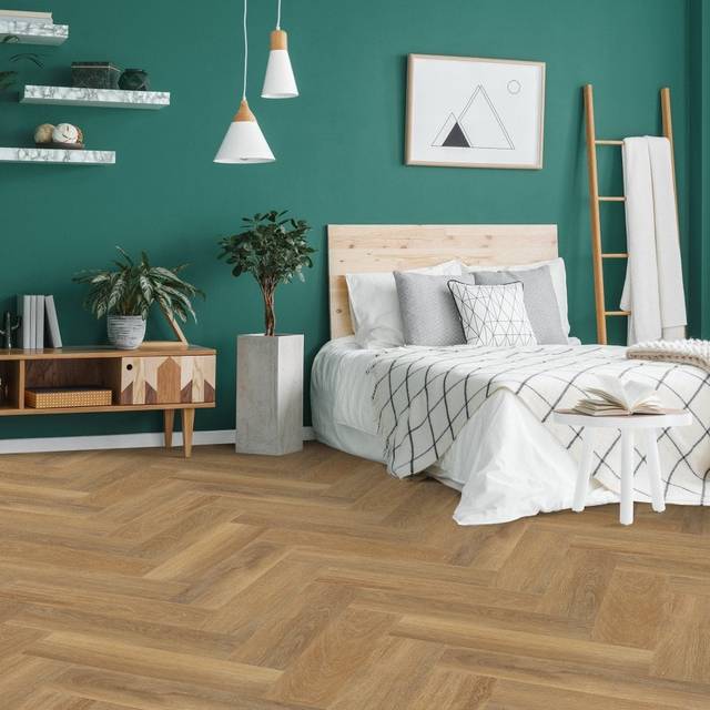 Liberty Floors Natural Oak - Lifestyle SPC Herringbone 5.5mm Rigid Core Vinyl Flooring (116791)