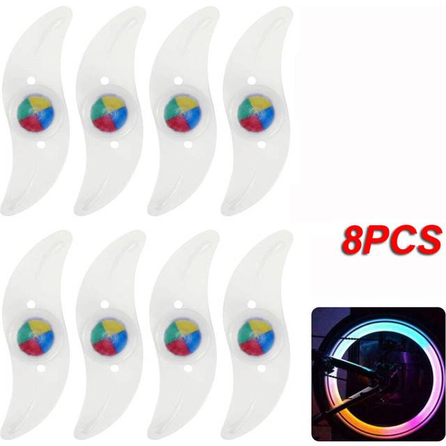 (a-8PCS Colorful) 1-4-8pcs LED Bike Spokes 3 Modes Wheel Light Night Cycling Safety Warning Decorative Wheel Lamp