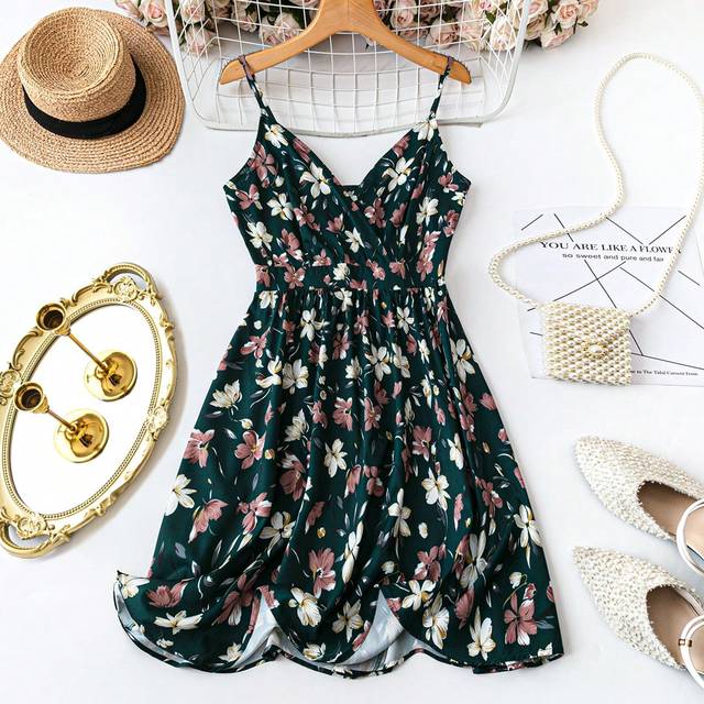 Breezaya Plus Size Boho Women&#39;s Summer Holiday Floral Printed Cami Dress
