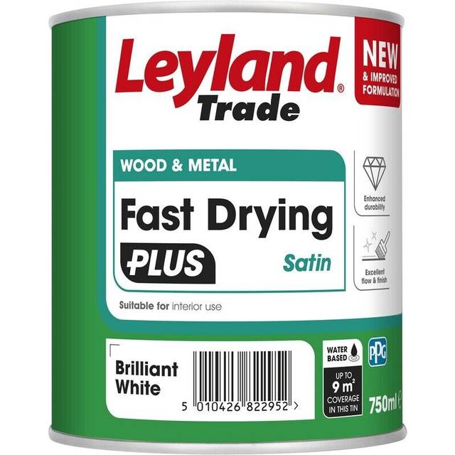 Leyland Trade Leyland Fast Drying Plus Water Based Satin Paint Brilliant White 750ml