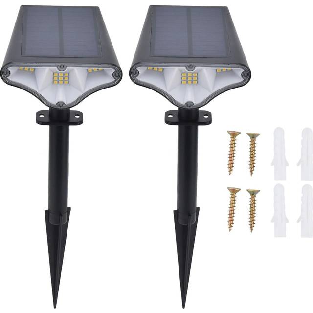 2 Sets Solar Landscape Spotlights 15leds Solar Powered Landscape Lights For Yard Garden Patio Driveway Poolwhite Light