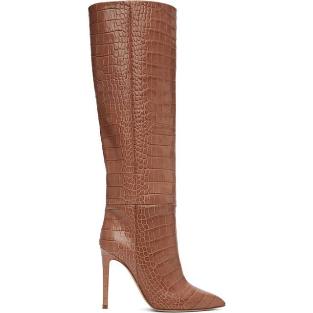 Paris Texas Pink Croc Stiletto Tall Boots - Texas Rose - IT 36.5