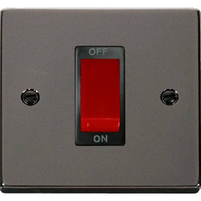 Click Deco 1 Gang 45A Double Pole Switch Black Nickel Insert Black