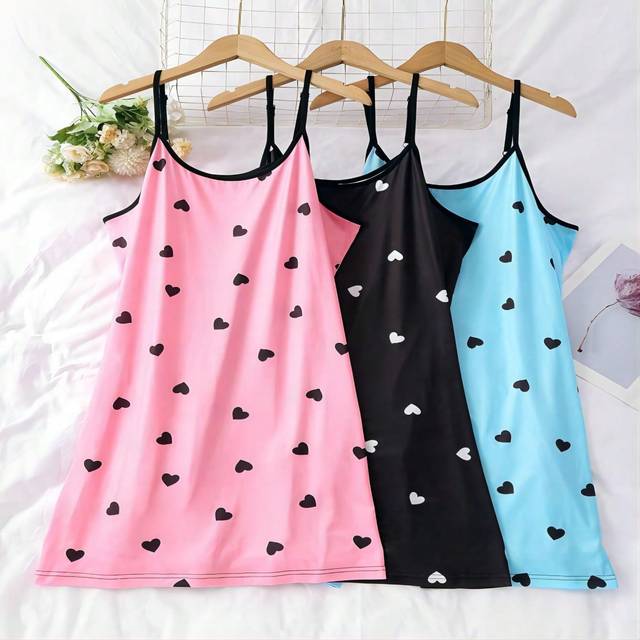 SHEIN 3pcs/Set Plus Size Women Heart Printed Pajama Set With Contrast Trim - Cute And Comfortable Sleepwear