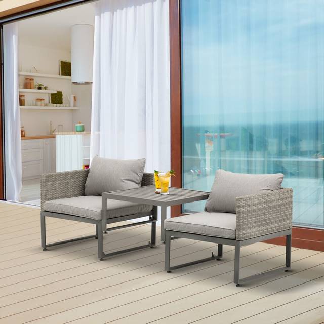 Junita Rattan Love Seat - Grey (55cm H X 65cm W X 65cm D)