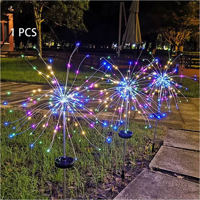 (Color) Charging Powered Solar Lawn Ground Mounted Fireworks Lights For Waterproofing