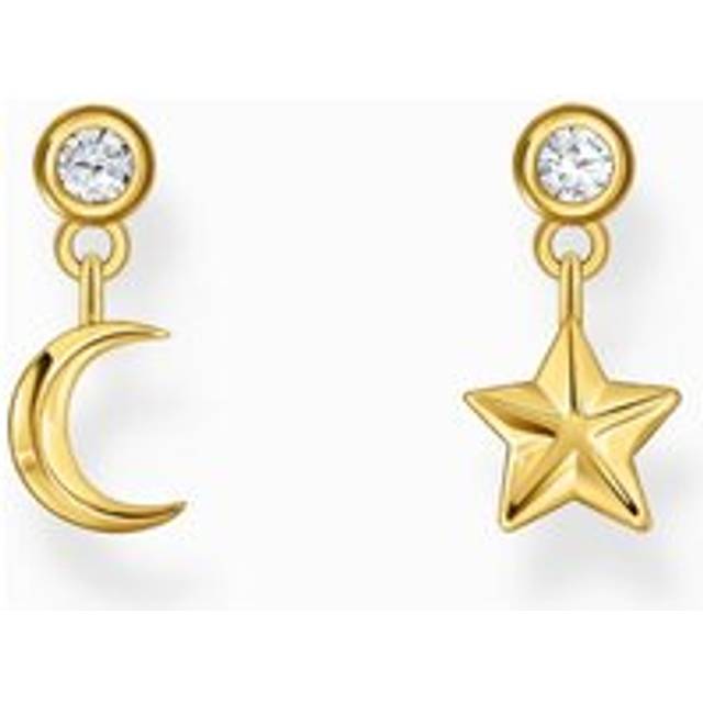 Thomas Sabo Gold Plated Sterling Silver Moon and Star Earrings