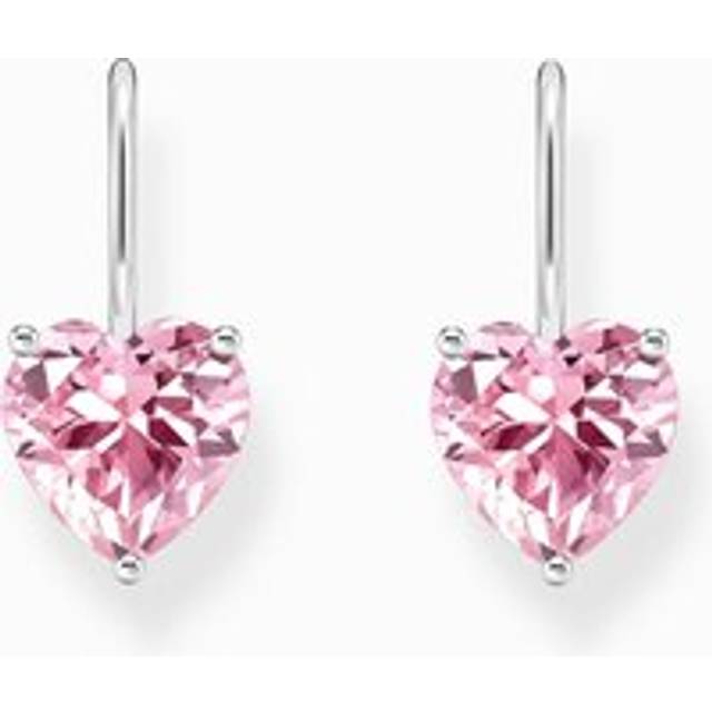 Thomas Sabo Sterling Silver Heart Pink Zirconia Earrings