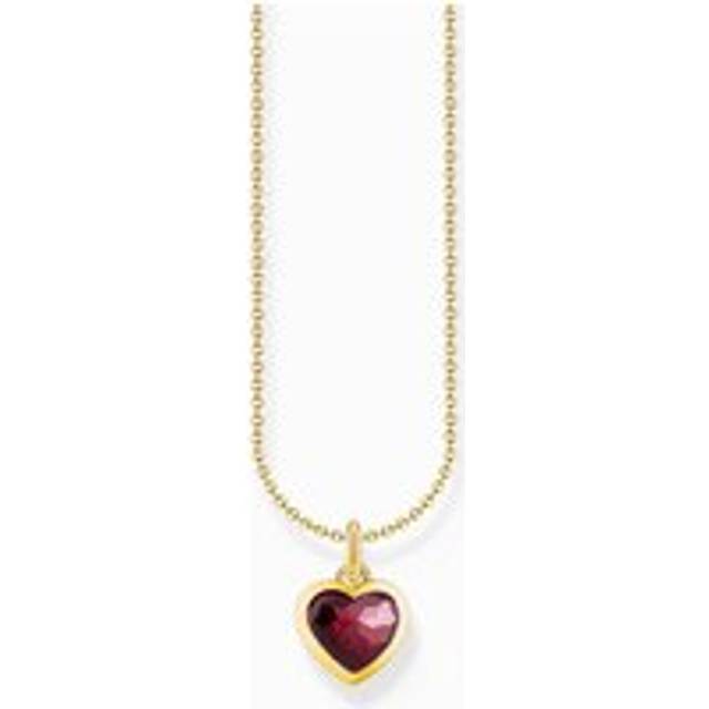 Thomas Sabo Gold Plated Sterling Silver Red Zirconia Heart Necklace