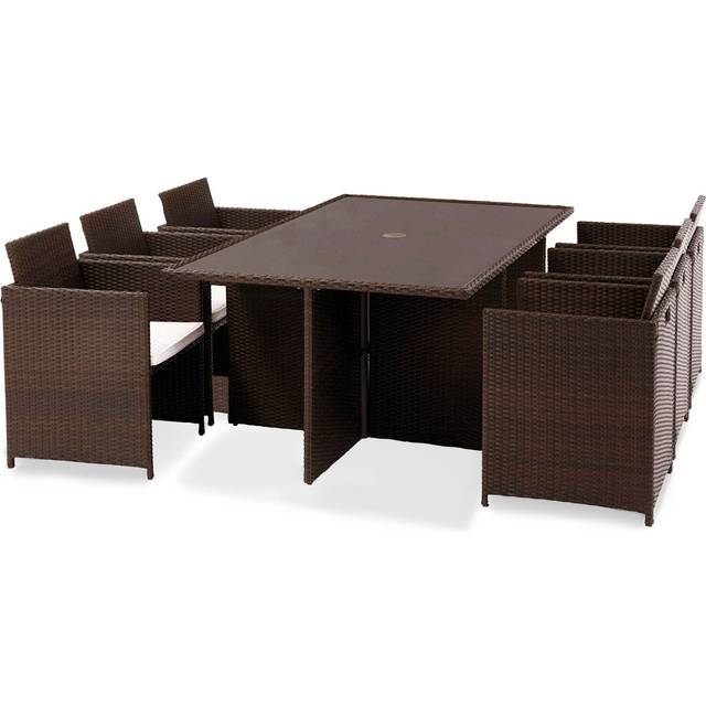 Vada Outdoor Living 6 Seater Rattan Cube Dining Set for Garden