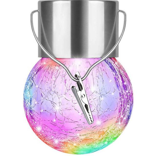 (Colorful) Solar Hanging Outdoor Lights Crackle Globe Lights Garden Waterproof Tree Hanging