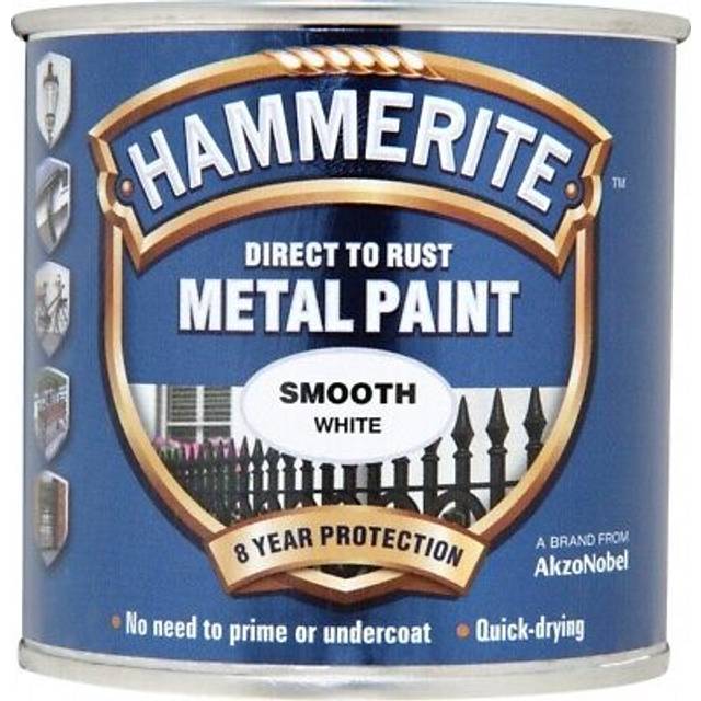 Hammerite smooth white direct to rust quick drying metal paint 250ml