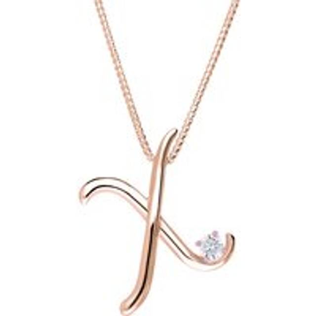 Love Letters 9ct Rose Gold 0.10ct Diamond Initial X Necklace