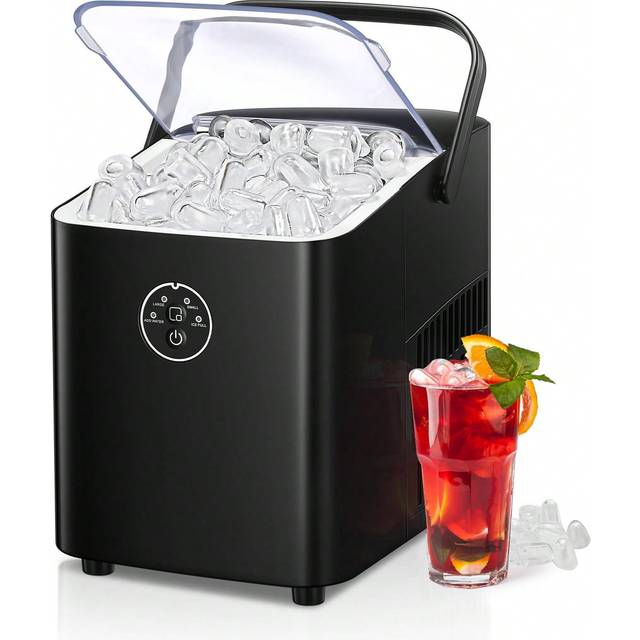 SHEIN FOHERE Countertop Ice Maker Machine With Handle, 14KG In 24 Hrs, 8 Cubes Ready In 8 Mins, 2 Ice Cube Sizes, Self Cleaning, Portable Ice Maker With Ice