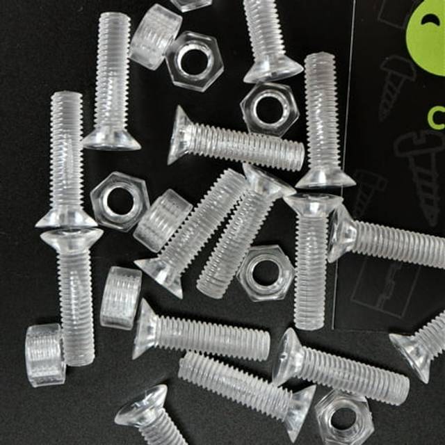 50 x Crosshead Countersunk Screws Nuts and Bolts, Transparent Clear Plastic Acrylic, M2 x 20mm - Acrylic Plastic Screws