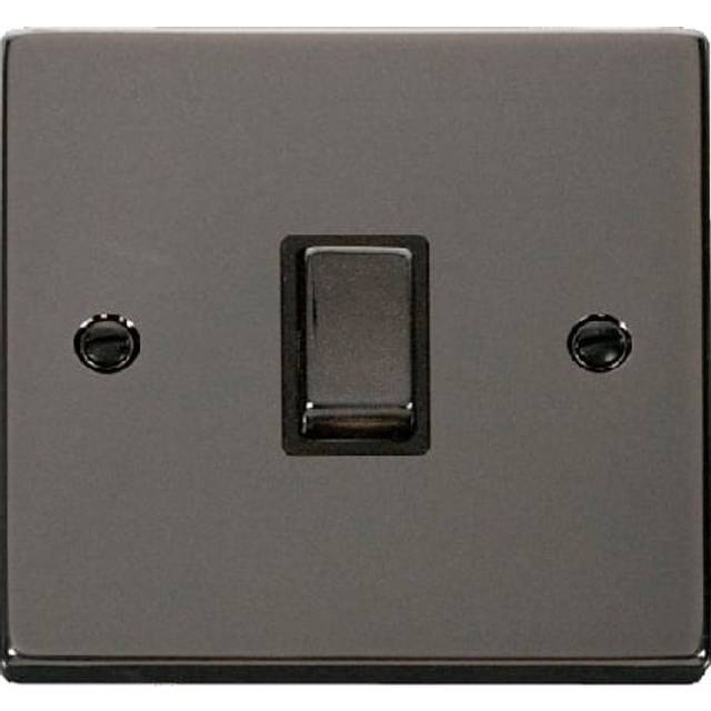 Click Deco 20A 1 Gang Double Pole 'Ingot' Switch Black Nickel Insert Black
