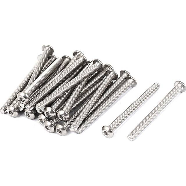 M3 x 35mm Full Thread Button Head Socket Cap Screw Silver Tone 25 Pcs