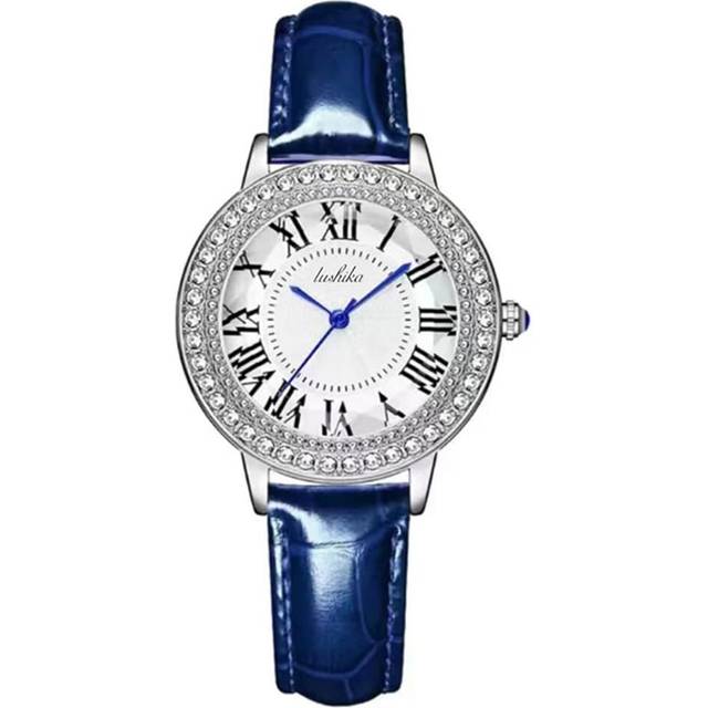 Classic Women's Diamond Watch Casual Dress Starry Sky Quartz Analog Creative Cutting Face Luminous 30M Waterproof Leather Strap Wristwatch for Ladie