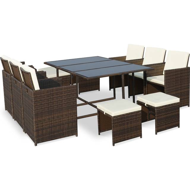 Cannes 10 Seater Rattan Cube Dining Set | Roseland