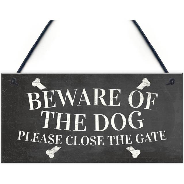 RED OCEAN Beware Of The Dog Warning Sign Garden Gate House Door Hanging Outdoor Plaque Gift