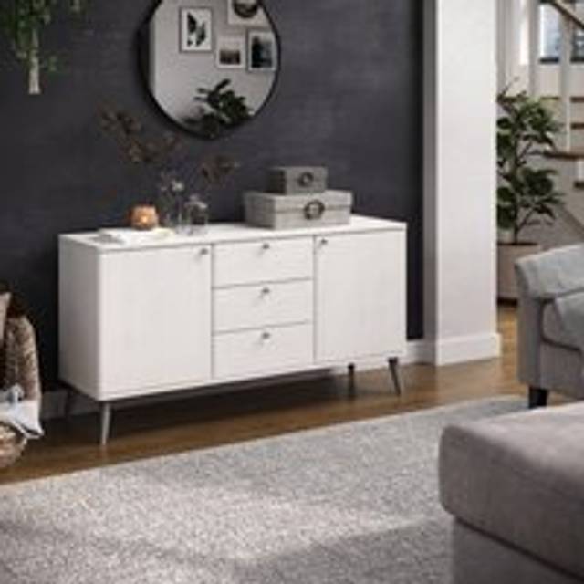Core Products Augusta Curve 2 Doors 3 Drawers Medium Sideboard, White