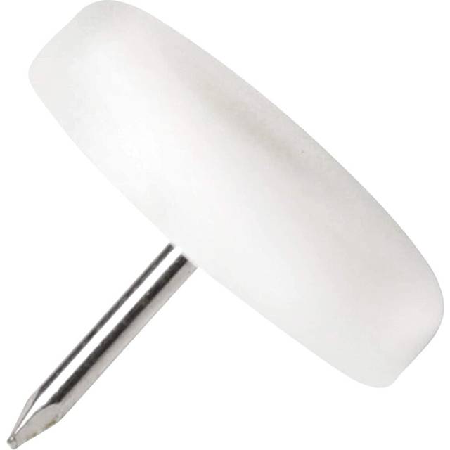 Adsamm 32 x Glides in plastic with nail | ? 0,98'' (? 25 mm) | white | round | Premium quality furniture sliders with nail
