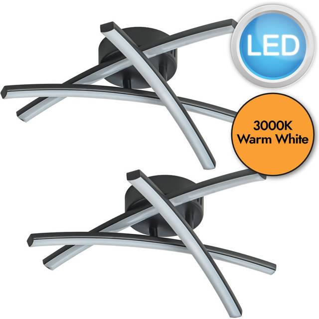 Set of 2 Yardley - LED Black Opal Flush Ceiling Lights