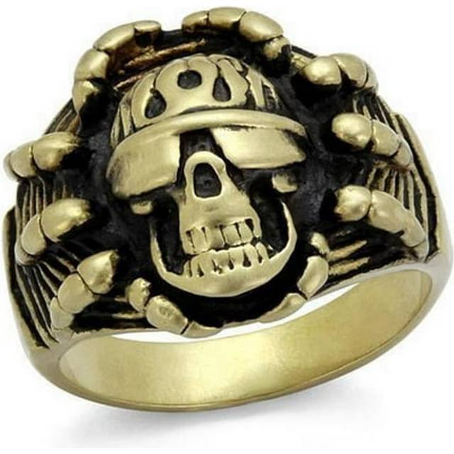 Alamode TK2461-13 IP Antique Copper Stainless Steel Ring with Epoxy, Jet - Size 13