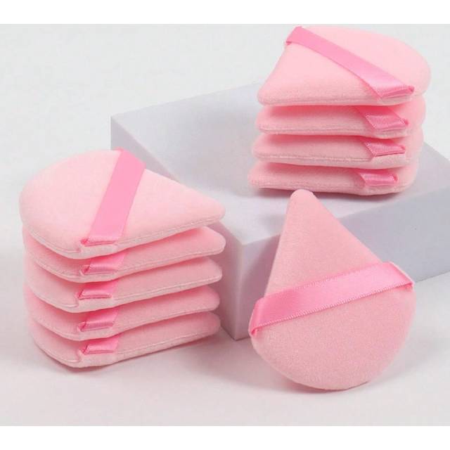 SHEIN Triangle-Shaped Velvet Powder Puff 5/10/20/30/50/100pcs,Made Of Super-Soft Velvet, Designed For Contouring, Eye, And Corner, Suitable For All Skin Typ