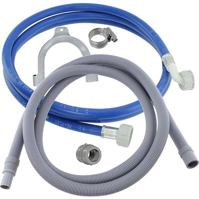 Long 2.5m washing machine fill water & waste drain hose extension kit for beko