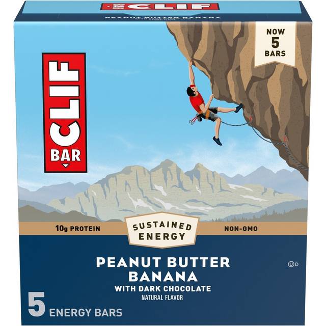 Clif Bar Non-GMO Energy Bars Peanut Butter Banana with Dark Chocolate 5 Bars