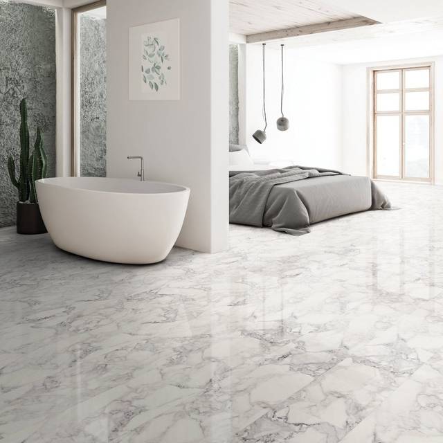 Kaindl White Marble - Aqua Pro 8.5mm High Gloss Laminate Flooring (343936)