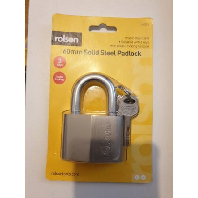 Rolson 60mm Solid Steel Padlock