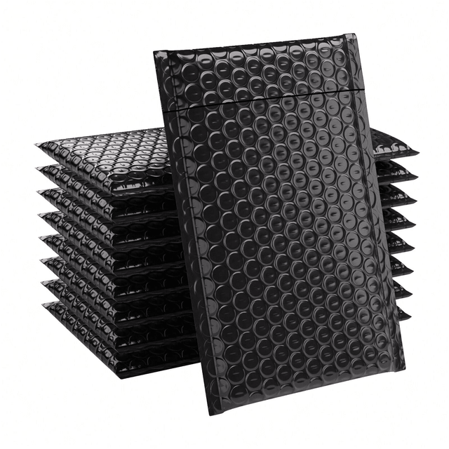 SHEIN 12/20/30/40/50pcs Bubble Mailers, Bubble Wrap Envelope Mailer Bag, Black Co-Extruded Film Waterproof Clothing Packaging Foam Bag With Matte Composite