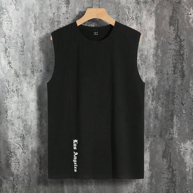 SHEIN Men Fashionable Letter Graphic Sleeveless Black Basic Tank Top