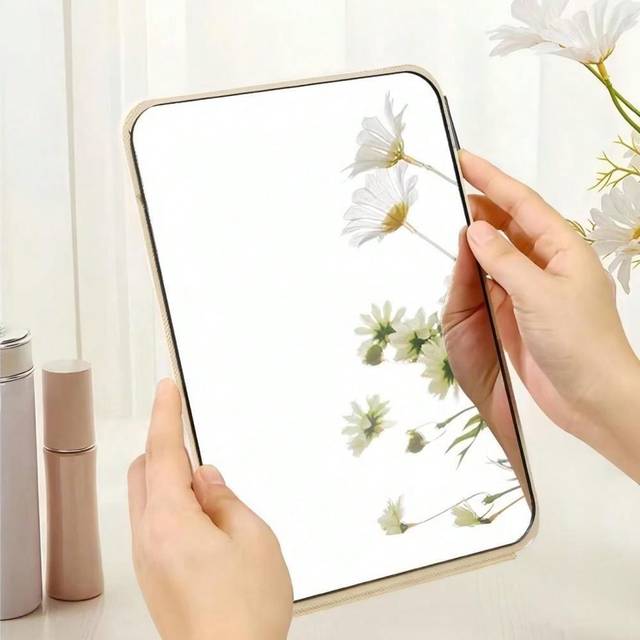 SHEIN 1pc Simple Portable Makeup Mirror For Bathroom, Office Desk, And Home, Adjustable Tabletop Handheld Mirror, Suitable For Student Dorm Dressing Table,