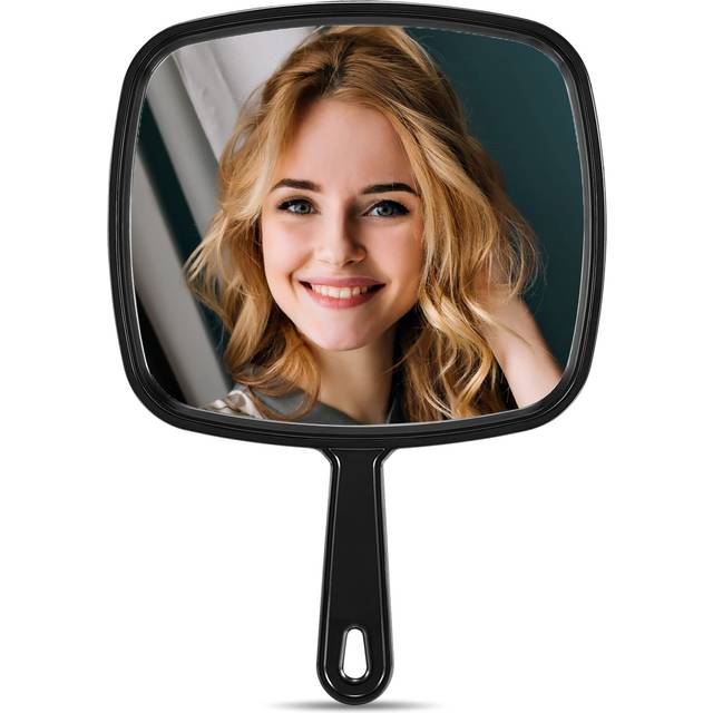MIRRORNOVA Hand Mirror  Extra Large Barber Hairdressing Handheld Mirror with Handle for Salon  Square