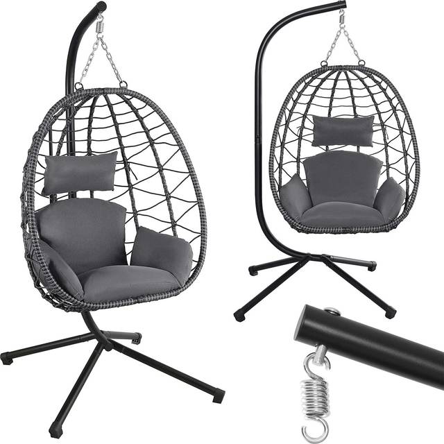 Makika hanging egg chair rattan garden swing chair indoor outdoor patio cushion
