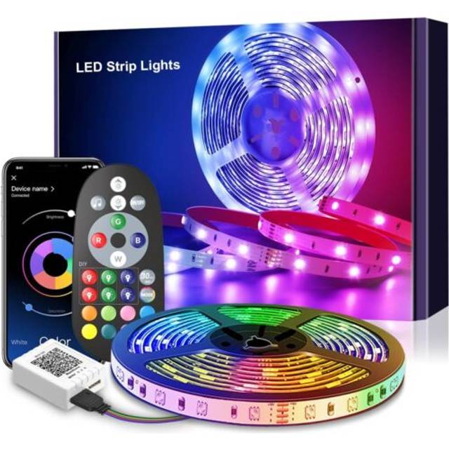 Upgraded 6M LED Strip Lights with Remote Music Sync LED Lights for Bedroom Color Changing SMD5050 RGB LED Strips for Desk, Dorm, Under The Cabinet,