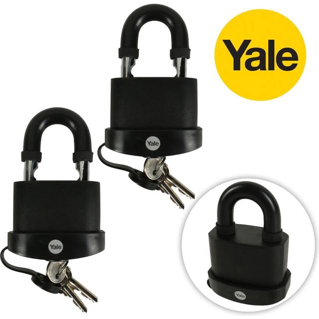2x Yale Large Padlocks Keyed Outdoor Garage Shed Door Steel Shackle 3 Key Locks