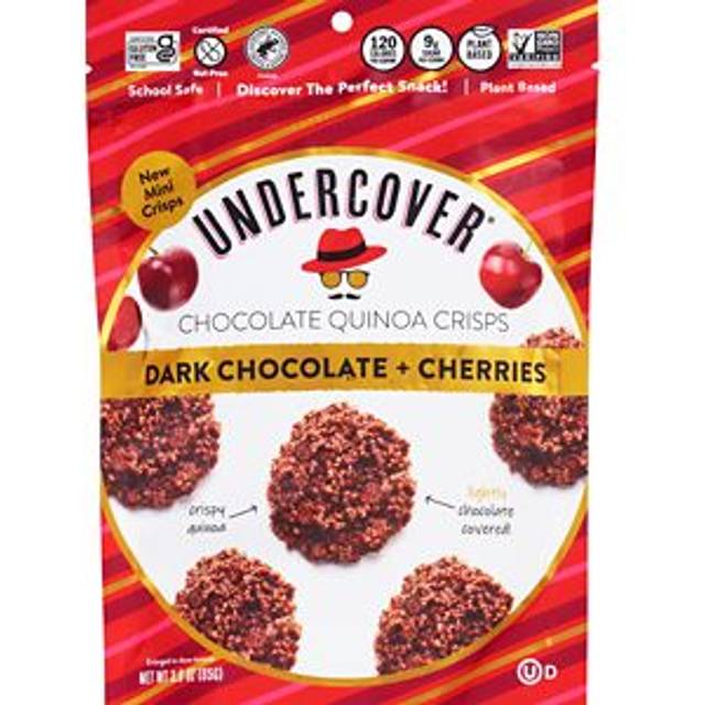 Undercover Snacks Chocolate Quinoa Crisps Gluten Free Non GMO Dark Chocolate + Cherries 3 oz