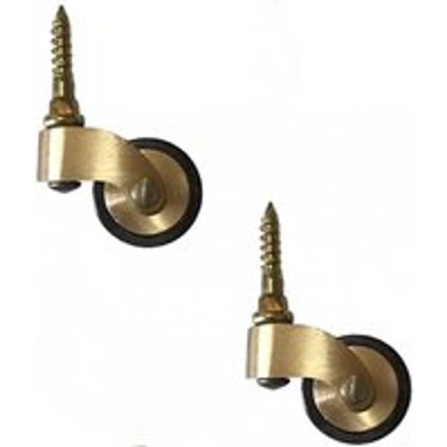 Alwaysh - Solid Brass Furniture Casters, Old Style Rubber Swivel Wheels, Wheel Diameter 25mm with Threaded Stem, Suitable for Piano Legs, Sofas,